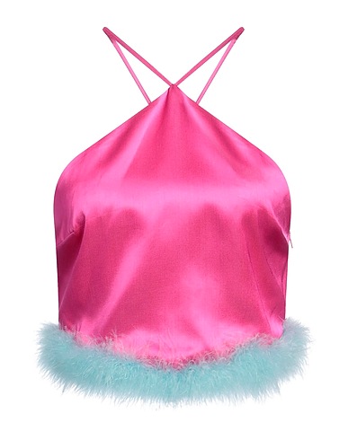 AMEN Top Fucsia 100% Viscosa, Piume di Marabù