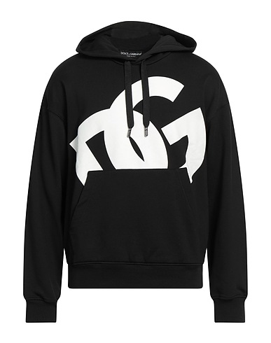 DOLCE&GABBANA Hooded track jacket  Black 100% Cotton, Elastane