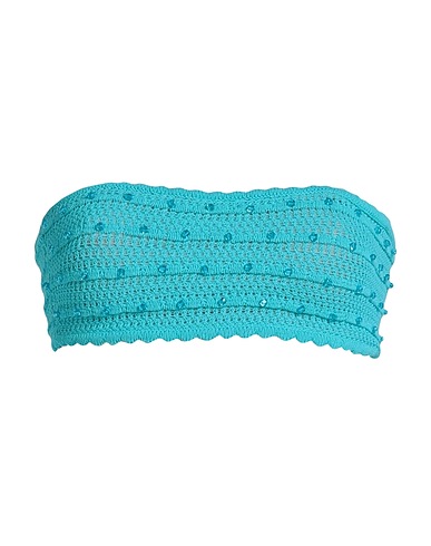 SELF-PORTRAIT Top Turquoise 82% Cotton, 18% Polyamide