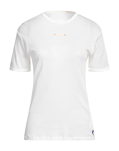 MAISON MARGIELA Basic T-Shirt Elfenbein 70% Baumwolle, 30% Seide