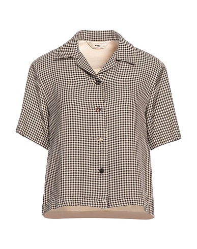 BARENA Checked shirt 70% Viscose, 30% Linen, Cotton