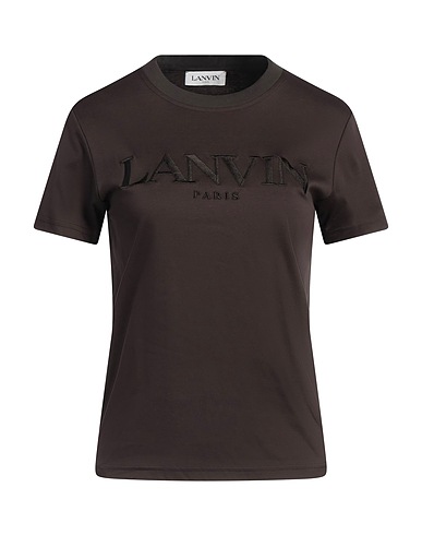 LANVIN T-shirt Dark brown 100% Cotton, Polyester, Elastane
