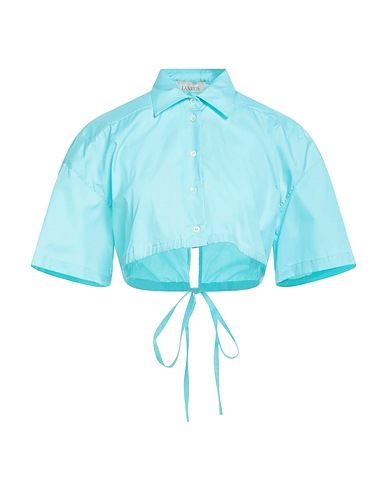 LANEUS Chemises et chemisiers de couleur unie Turquoise 100% Coton