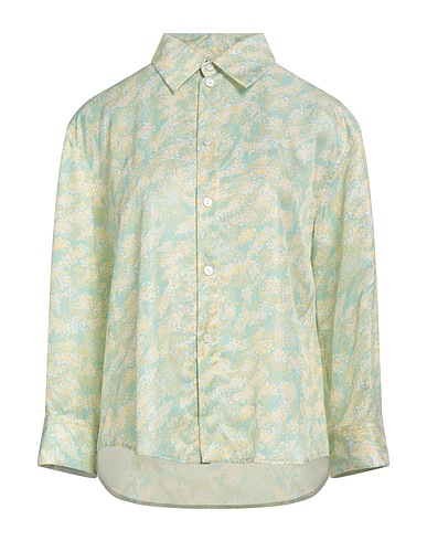 JIL SANDER Floral shirts & blouses Light green 57% Cupro, 43% Silk