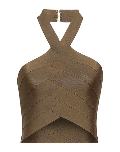 PINKO Top Military green 86% Viscose, 13% Polyamide, 1% Elastane