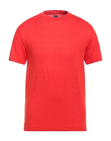 FEDELI Basic T-shirt Tomato red 97% Linen, 3% Elastane