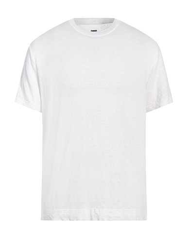 FEDELI Basic T-shirt White 97% Linen, 3% Elastane