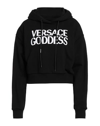 VERSACE Hooded track jacket  Black 100% Cotton, Elastane