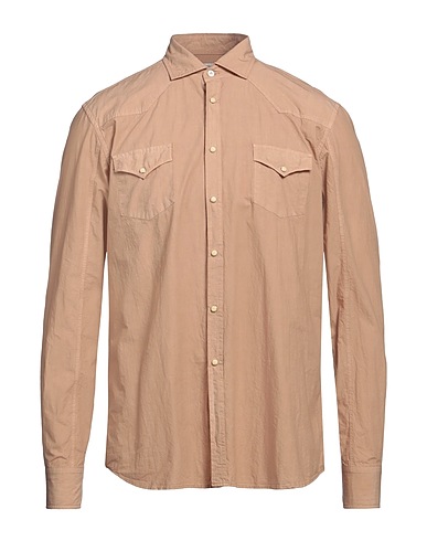 ALESSANDRO GHERARDI Solid colour shirt Camel 100% Cotton