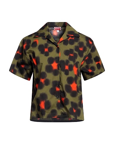 KENZO Floral shirts & blouses Military green 81% Cotton, 19% Silk