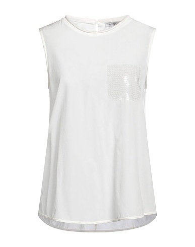 PESERICO Top White 94% Silk, 6% Elastane, Cotton