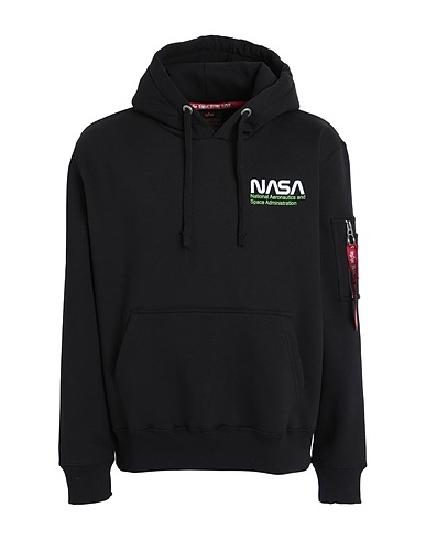 ALPHA INDUSTRIES Hooded track jacket  Black 80% Cotton, 20% Polyester