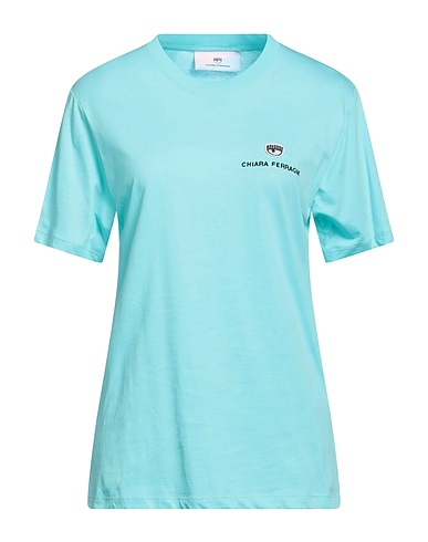 CHIARA FERRAGNI Basic T-Shirt Turquoise 100% Cotton