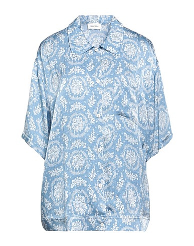 AMERICAN VINTAGE Floral shirts & blouses Pastel blue 100% Viscose