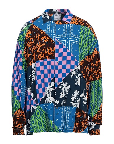 MARCELO BURLON Checked shirt Blue 100% Viscose, Horn