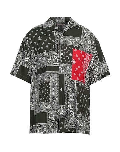 DESTIN Patterned shirt Military green 100% Cotton