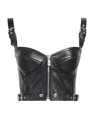 VERSACE Top Black 100% Calfskin