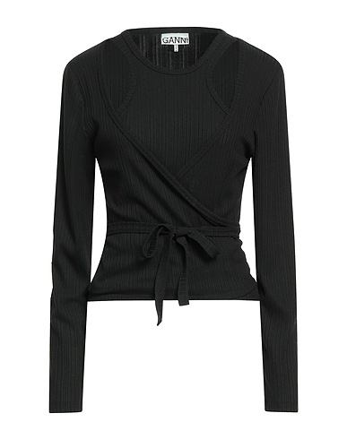 GANNI Top Nero 66% Viscosa, 28% Poliestere riciclato, 6% Elastan