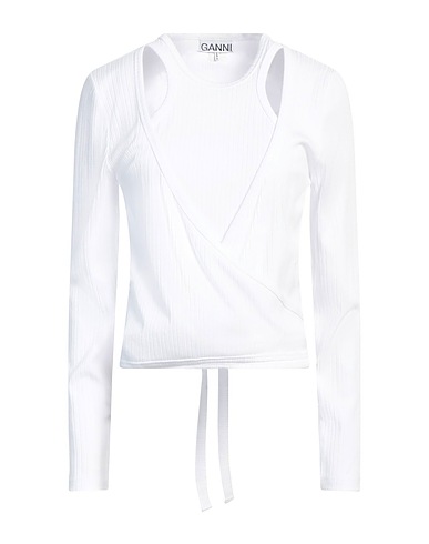GANNI Top Weiß 66% Viskose, 28% Recyceltes Polyester, 6% Elastan