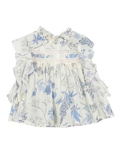 MISS BLUMARINE Patterned shirts & blouses White 100% Cotton, Elastane