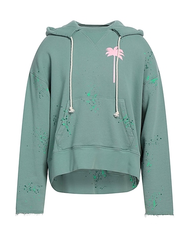 PALM ANGELS Hooded sweatshirt Sage green 100% Cotton, Elastane
