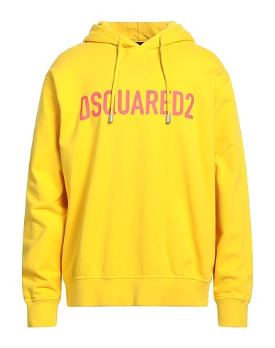 DSQUARED2 Hooded track jacket  Yellow 100% Cotton, Elastane