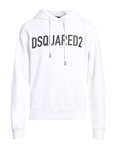 DSQUARED2 Hooded track jacket  White 100% Cotton, Elastane