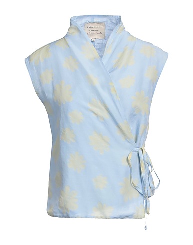 ALESSIA SANTI Top Light blue 72% Cotton, 28% Elastane, Silk