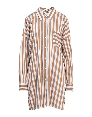 SEMICOUTURE Striped shirt Camel 77% Cotton, 23% Polyester
