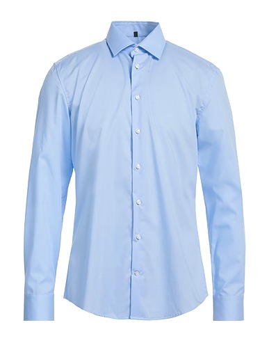 SEIDENSTICKER Solid color shirt Sky blue 100% Cotton