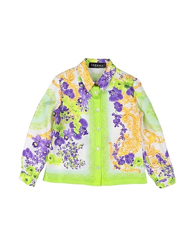 VERSACE YOUNG Patterned shirts & blouses Lime green 100% Silk