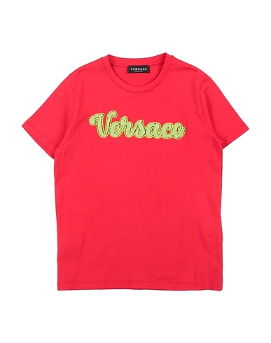 VERSACE YOUNG T-shirt Red 100% Cotton, Polyester, Acrylic