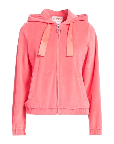 SUN 68 Hooded track jacket  Coral 75% Cotton, 25% Polyester
