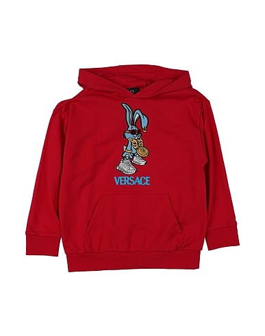 VERSACE YOUNG Sweatshirt Red 100% Cotton, Polyester, Acrylic, Wool, Elastane
