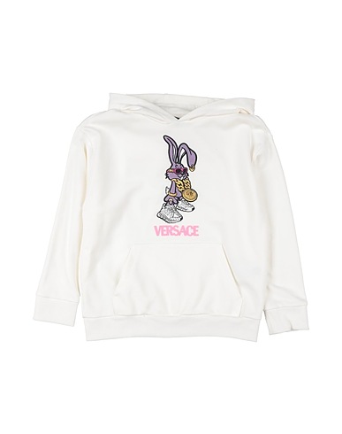 VERSACE YOUNG Sweatshirt White 100% Cotton, Polyester, Acrylic, Wool, Elastane