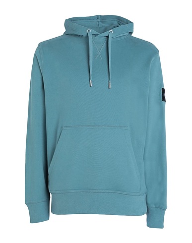 CALVIN KLEIN JEANS Hooded track jacket  Pastel blue 100% Cotton