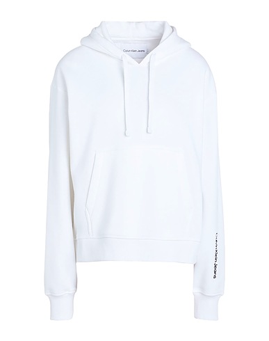 CALVIN KLEIN JEANS Felpa con cappuccio BIANCO 73% Cotone, 27% Poliestere
