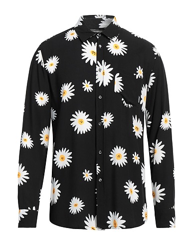 DANIELE ALESSANDRINI HOMME Patterned shirt Black 100% Viscose