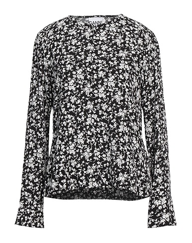 GANNI Top Black 50% EcoVero™ viscose, 50% Viscose