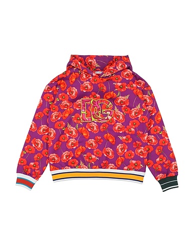 DOLCE&GABBANA Hooded track jacket  Purple 100% Cotton, Polyester, Elastane