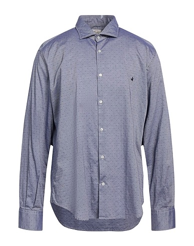 BROOKSFIELD Solid colour shirt Navy blue 100% Cotton