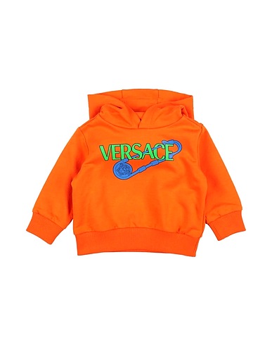 VERSACE YOUNG Hooded sweatshirt Orange 100% Cotton, Elastane