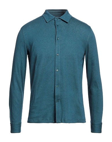 MAJESTIC FILATURES Solid colour shirt Deep teal 70% Cotton, 30% Cashmere