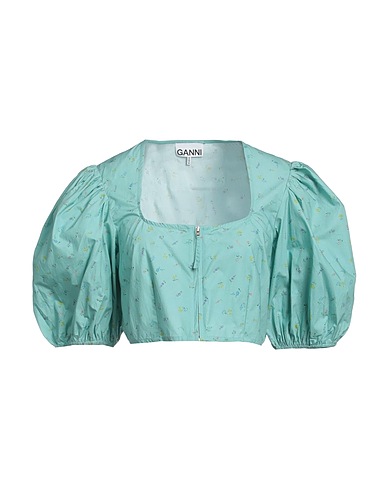 GANNI Floral shirts & blouses Turquoise 100% Organic cotton