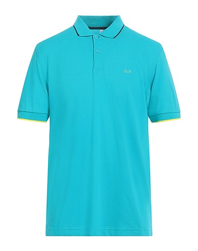 SUN 68 Polo shirt Turquoise 95% Cotton, 5% Elastane