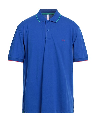 SUN 68 Polo shirt Blue 95% Cotton, 5% Elastane