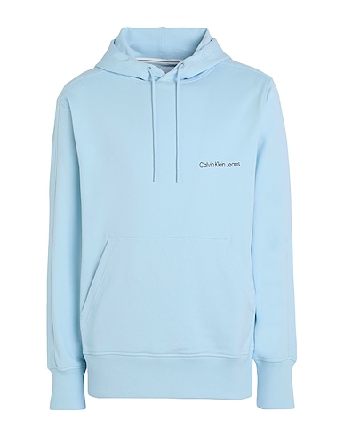 CALVIN KLEIN JEANS Hooded track jacket  Sky blue 100% Cotton