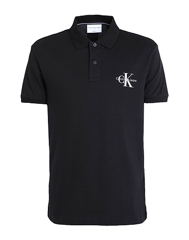 CALVIN KLEIN JEANS Polo shirt Black 94% Cotton, 6% Elastane