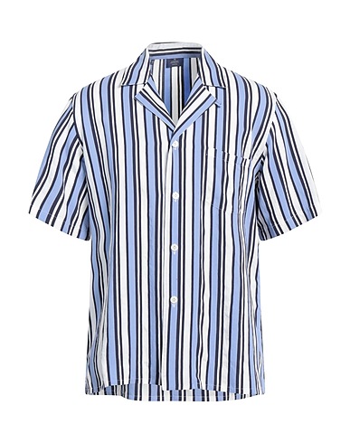 ALESSANDRO GHERARDI Striped shirt Light blue 89% Viscose, 11% Polyamide