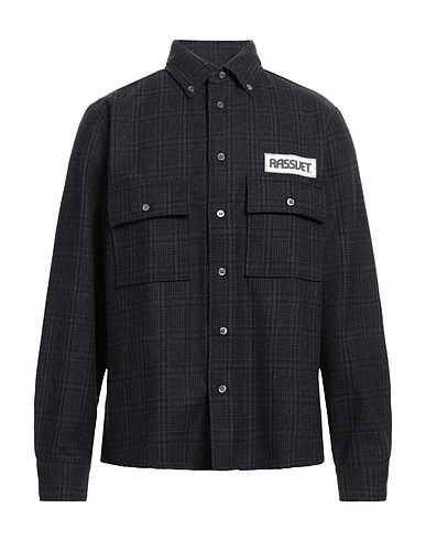 RASSVET Checked shirt Navy blue 60% Wool, 40% Polyester
